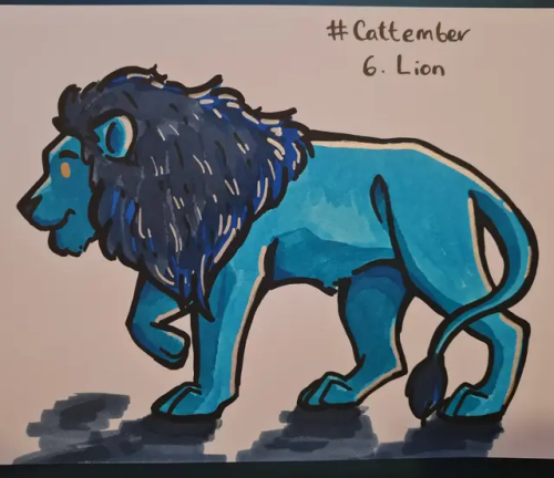 #cattember Day 6 - Lion! I Wasn't Sure How I Was Going To Use My Limited Colours To Draw This Guy, But