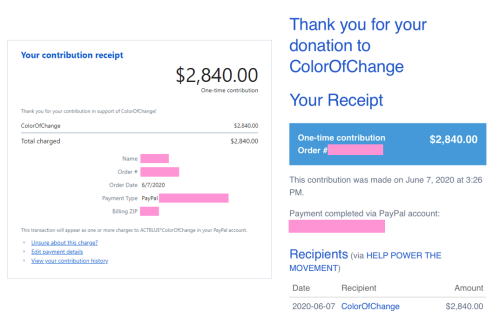 UPDATE! together we raised $4,705 for the TGI Justice Project and $2,840 for Color of Change! here’s