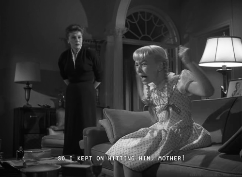 guyfarris:  PATTY MCCORMACK AS THE HOMICIDAL RHODA PENMARK IN “THE BAD SEED” (1956).