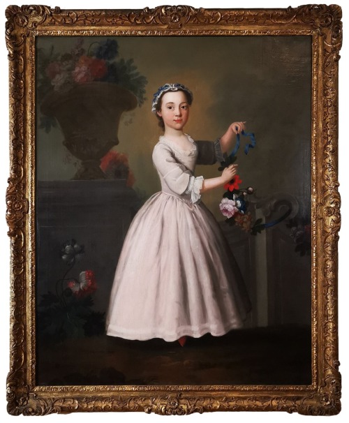 Unknown Artist, &lsquo;A Girl with a Garland of Flowers&rsquo;, oil on canvas, c.1770-1780, 