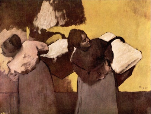 art-is-art-is-art: Washerwomen Delivering the Laundry, Edgar Degas