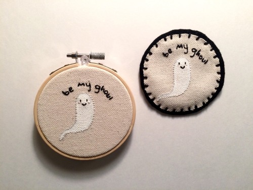 in spirit of Halloween, I made these embroideries! two different styles!