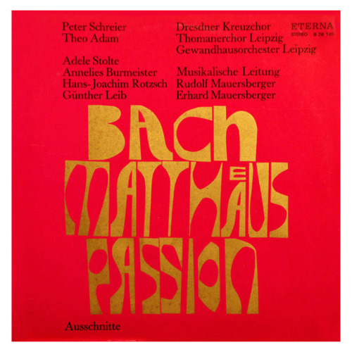 Christoph Ehbets, record cover for Label Eterna: Beethoven, Missa Solemnis, 1966. Bach / Matthäuspas