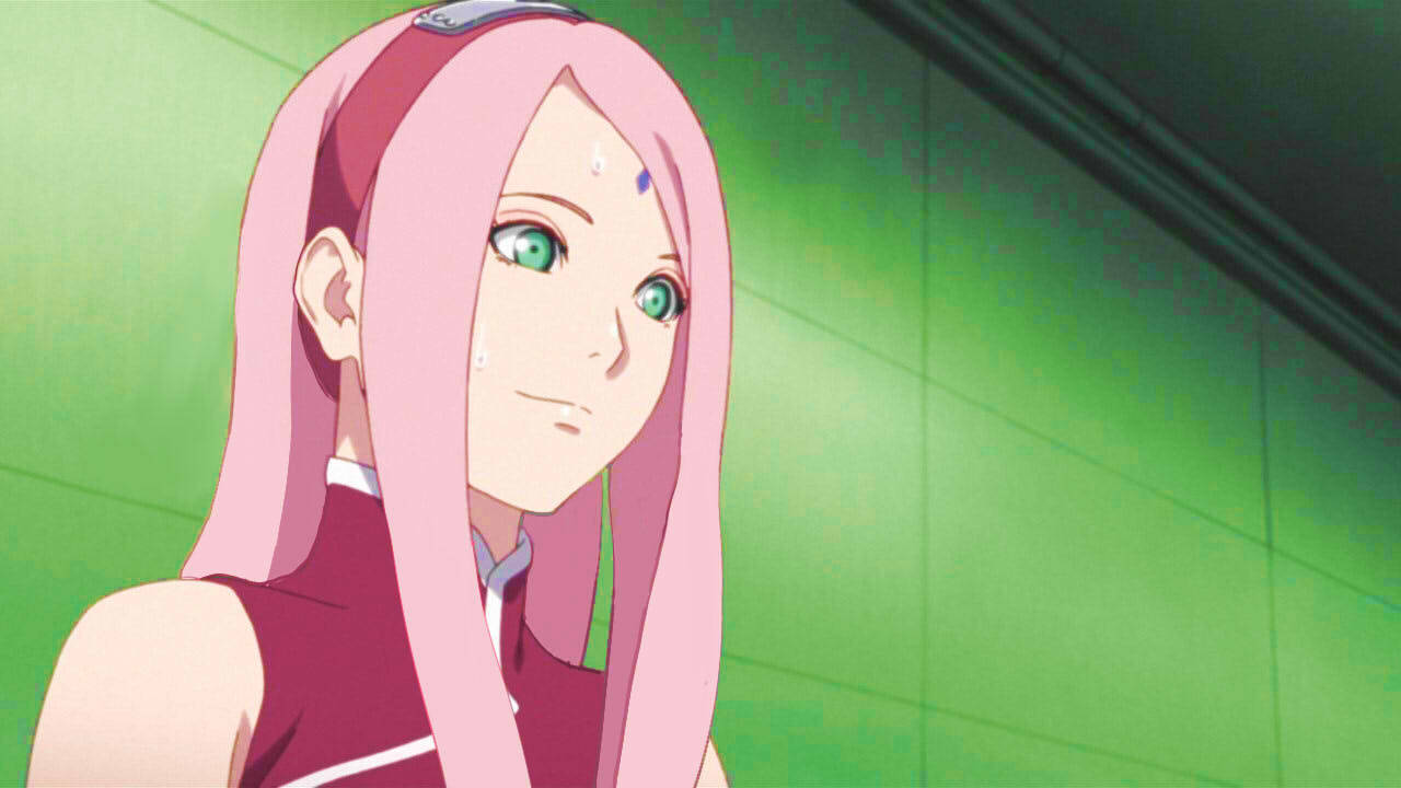 sasusakuonly:  Sakura with long hair…………and lipstick 😍 (x)
