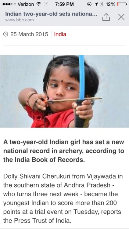 brownpropaganda:Telugu baby becomes national champion of archery at 2, almost 3 years old!