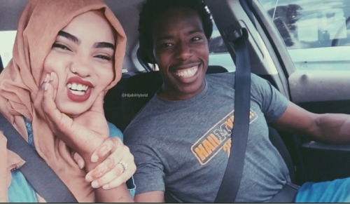 kingofhispaniola:  hijabihybrid:  When you want to take a normal picture with your husband but you have irresistible cubby cheeks.  This is so adorable ,mashallah, the second picture where he grab your cheeks omg 😩 