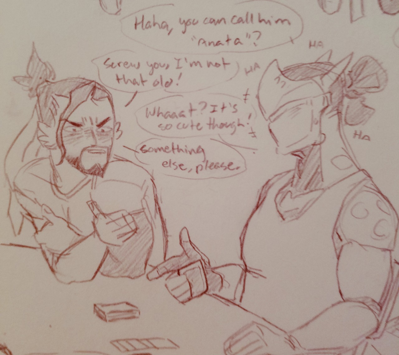 vermillionsketcher:  hanzo seeks important help from genji