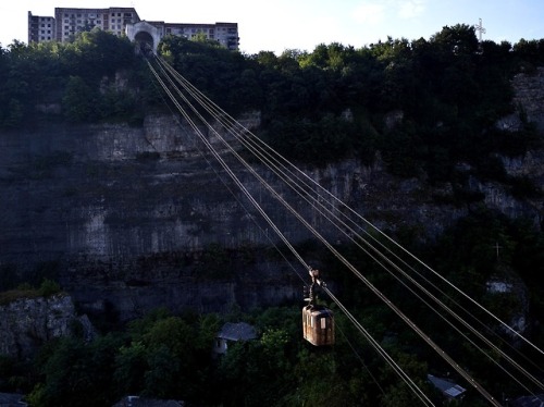 A valley in the town of Chiatura (Imereti region, western Georgia), where manganese is mined.  The f