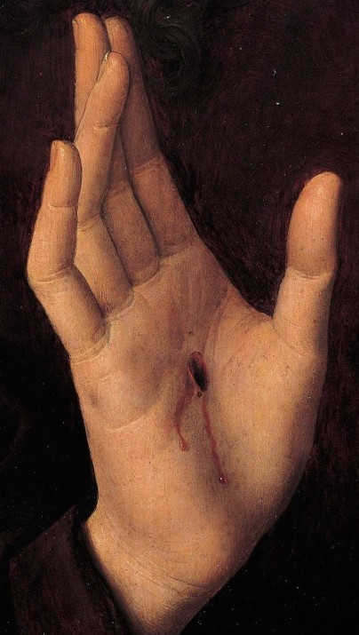 Christ Blessing (detail) - Hans Memling1485oil on panel52 x 33,3 cm Genova, Musei di Strada Nuova, P