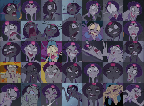charamath:  So I thought I’d share some of my favorite Yzma faces from the 90+ screen grabs I took o