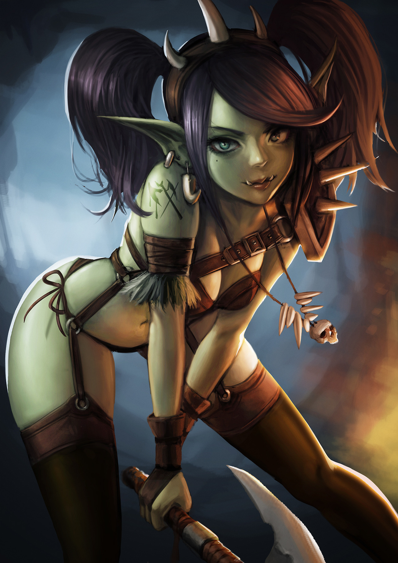 rarts:  Sexy orc girl: World of Warcraft (WOW) game artwork [by Jungon Kim]  