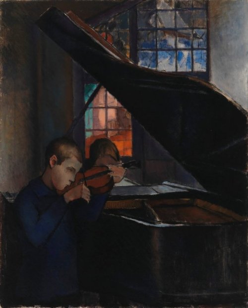 By the Grand Piano  -    Cawén, Alvar ,  1925Finnish, 1886-1935Tempera and oil on canvas, 100 x 81 c