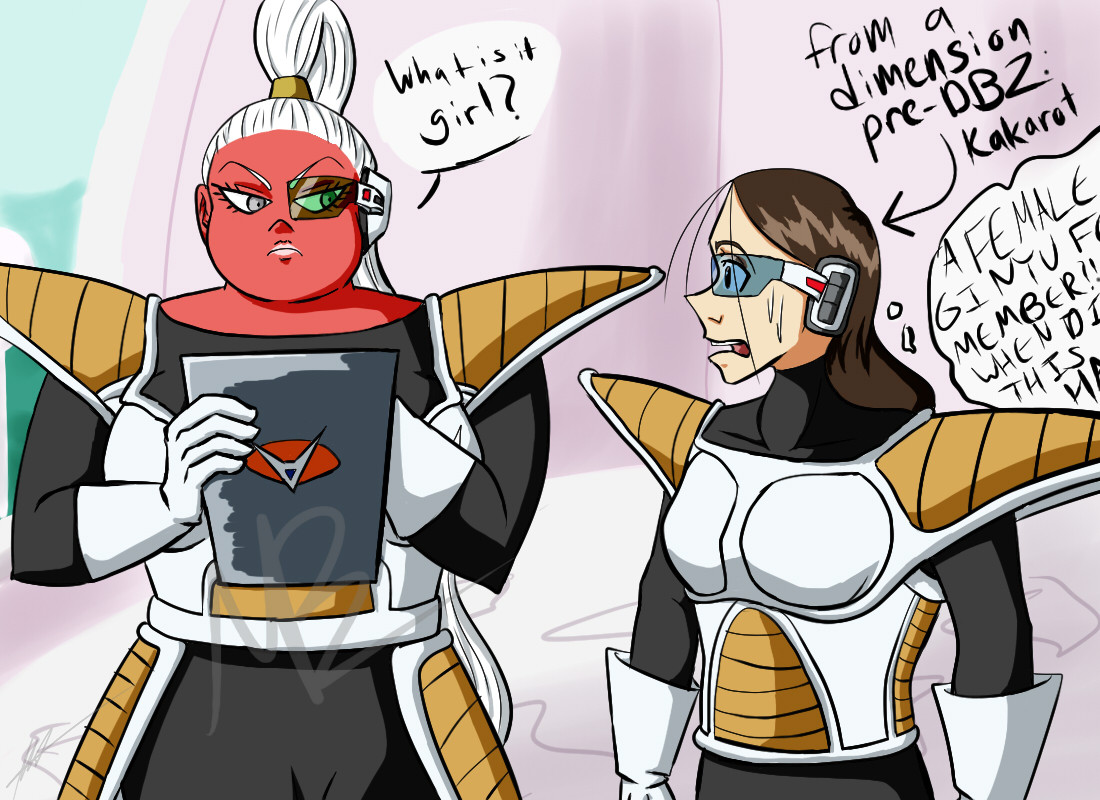 A Nerd Approaches on Tumblr: I quickly drew this scenario after learning of  the new female Ginyu Force member Bonyu in the new DBZ Kakarot game.