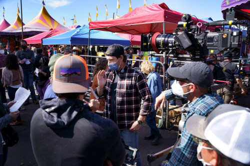 Behind the scenes pictures of Jensen Ackles directing Walker (x)