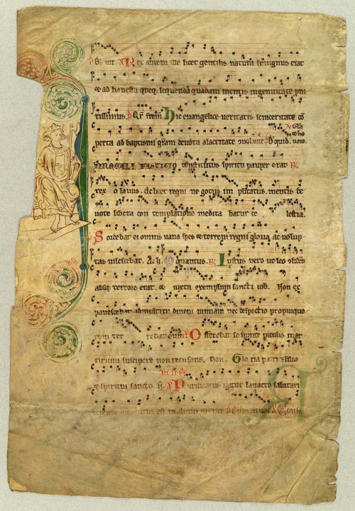 smcdwer: King Olaf in the 13th century Nidaros Antiphonal (Add. 47 2o). This liturgical manuscr