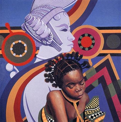 Loïs Mailou Jones, Two African Hairstyles, 1982