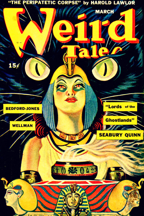 starrywisdomsect: Cover art by A. R. Tilburne for the March 1945 issue of Weird Tales, featurin