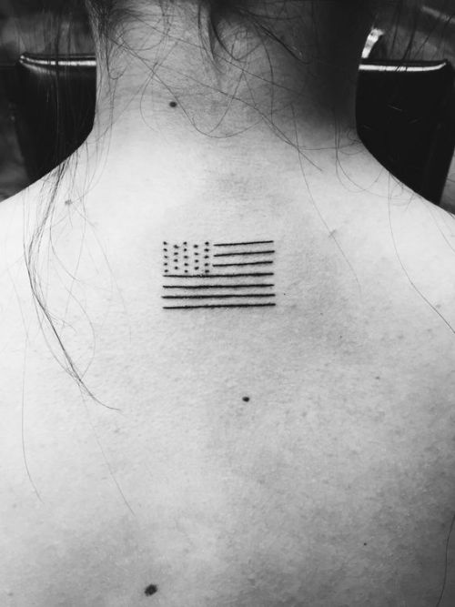 black and white american flag tattoo