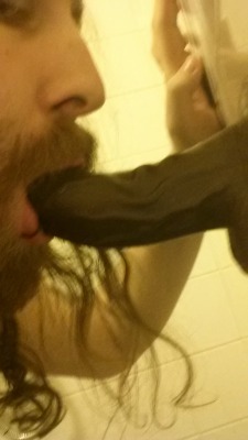 Practicing with my big black cock dildo for