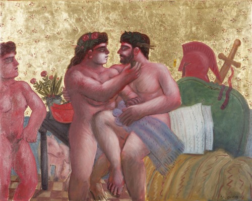hildegardavon:Alecos Fassianos, 1935- Ulysses and Circe, 1994, oil on canvas,73x92 cmPrivate Co