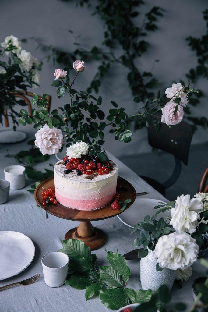 sweetoothgirl:    Gluten-free Raspberry Licorice Ombre Cake  