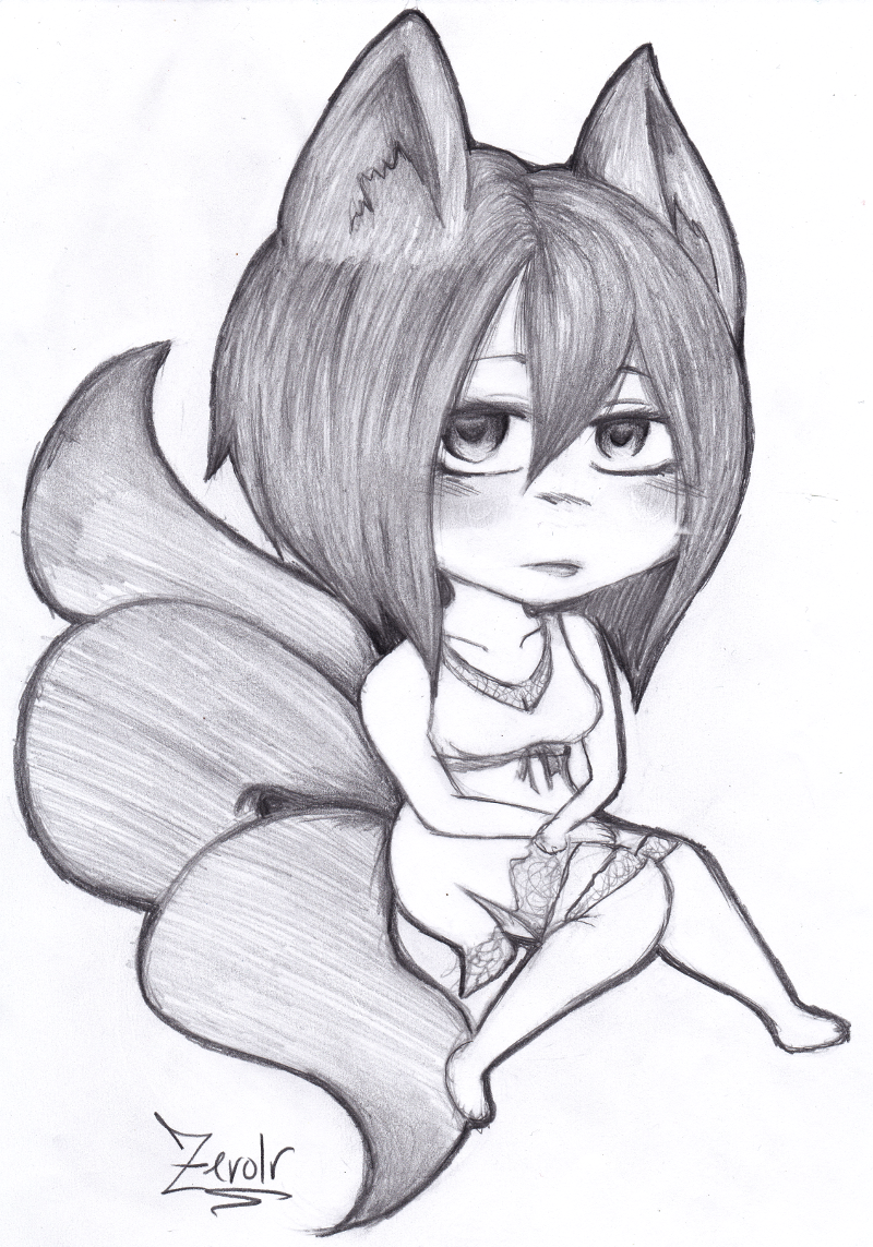 zerolr:  I felt too worried/stressed out, so I said ‘fuck it’ and drew some kitty/kitsune