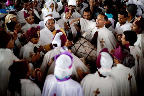 christianityoutsidethewest:Orthodox Christians Celebrate Epiphany At The River Jordan, Eritrean Orth