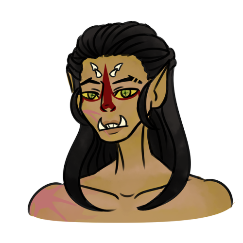 sexy-orc-singles:New boy! New boy! New boy!this is Telorsar gro-Yatog, he’s half orc/half high elf w