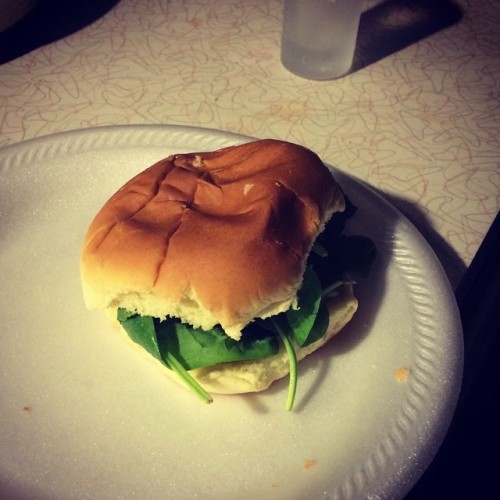 Super artistic picture of a late night spinach and cheese sandwich courtesy of @clamont83