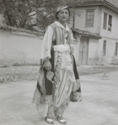 Albanian woman from Elbasan in traditional festive attire, 1938.René Bénézech. 