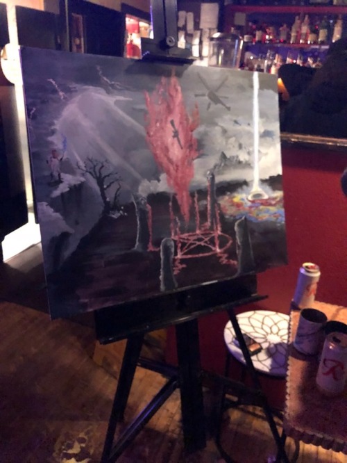 Was a long interesting night at the bar last night, but was cool seeing a new band and watching this guy paint