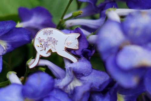 mysticalcatwoman: sixpenceee: The cats are illustrated with flowers of 4 different seasons. Sakura f