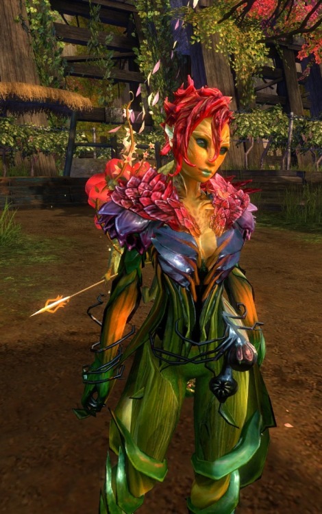 guildwars2:  With the new hairstyles that came out on 4/14, I couldn’t help but try a new style on my Sylvari ranger Tiger Lillii!  Sylvari are so much fun to play with when it comes to colors! They can really stand out with greens and vibrant colors!