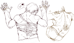 ter0rr:  howishughdancyevenpossible:  orangejuicex2:  lmao help this has literally been one of the worst artblocks ive ever gone through these r all trash but its been really long since ive last posted art on here so here we are  damn those back muscles