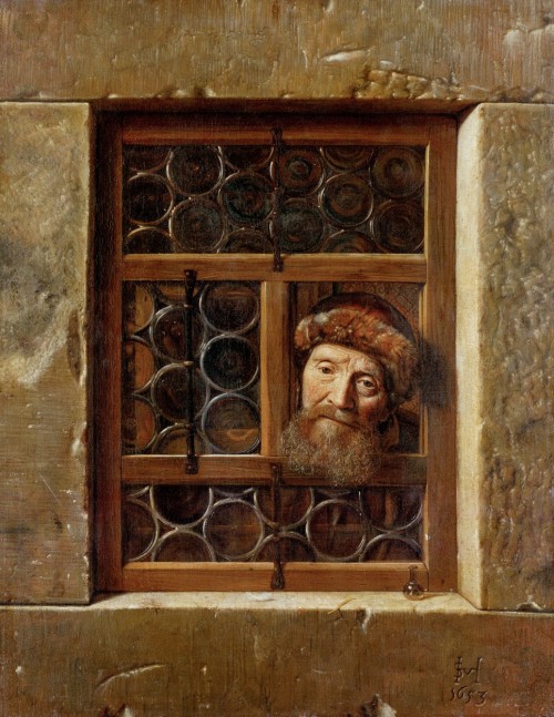 Samuel van Hoogstraten. Old Man at the Window. 1653. Canvas. Kunsthistoriches Museum, Vienna.