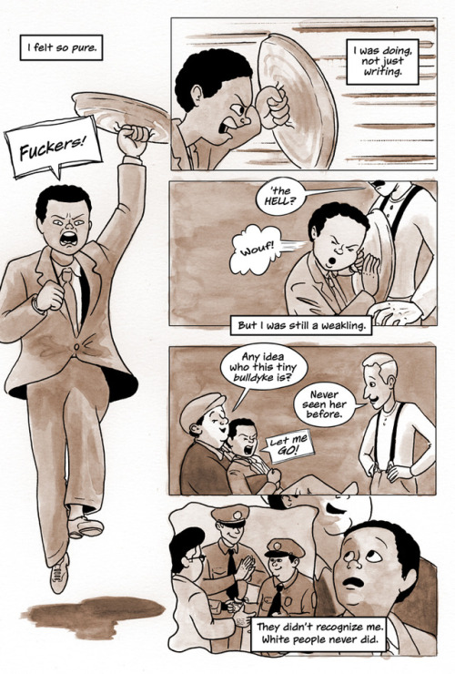 Book 1, Page 95SuperButch is a webcomic about a lesbian superhero in the 1940s who protects the bar 
