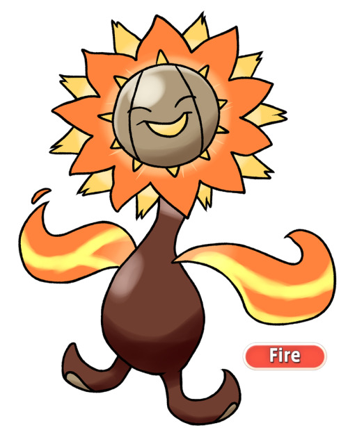 192 - SunflaraSun Pokemon“It absorbs sunlight and turns it into heat energy, lighting its head on fi