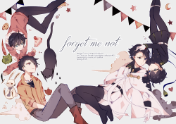 gyumichi:  forget me not | A5 | estimate of 50 pages A cover image for an art booklet where we dump all our old gyumi art for archiving purposes :3c!! Not for sale~  