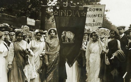 afrofeministe: India suffrage banner (1911) / Created by + for British Indian suffragettes, who play