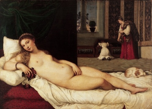 artist-titian:Venus of Urbino, 1538, TitianMedium: oil,canvas
