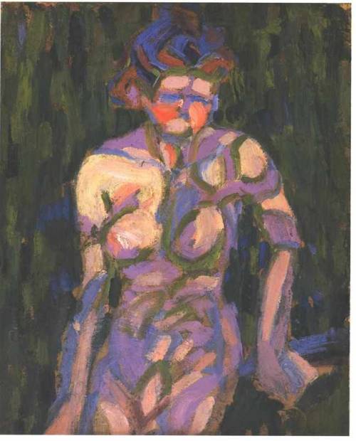 artist-kirchner:Female Nude with Shadow of a Twig, Ernst Ludwig Kirchner