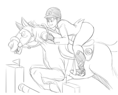   brokeyourarm said to funsexydragonball: Whaaaat about our lovely ladies in some equestrian gear?~  I wasnâ€™t expecting this one! I decided to draw Bulma in this outfit because she seems the type to dominate this sport!