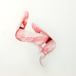 red-lipstick:  Óscar Delmar (b. 1981, Canary Islands, Spanish) - 1: Z &amp; E  2:  S &amp; C  3: A from Sexual Healing, 2013     Graphite, Watercolors, Fabriano Watercolor Paper 