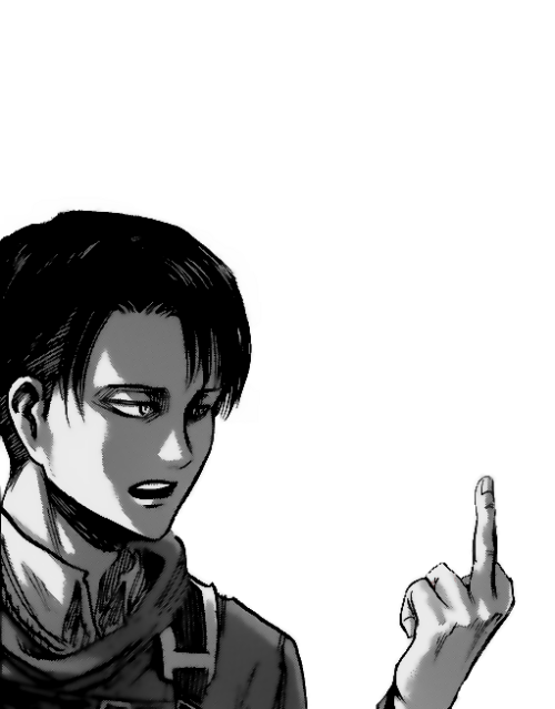 swerveycorps:  i think everyone needs a transparent Levi flicking them off [original edit] 