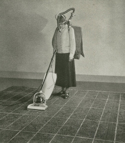 smithsonianlibraries:  detail from Hoover : the story of a crusade. (1926)  The marks on the carpet show how long each stroke should be and a metronome guides her in making a given number of strokes per minute. By measuring her carbon—dioxide exhalation