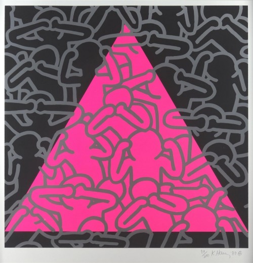 myfairynuffstuff: Keith Haring (1958 - 1990) - Silence = Death. 1989. Screen print.