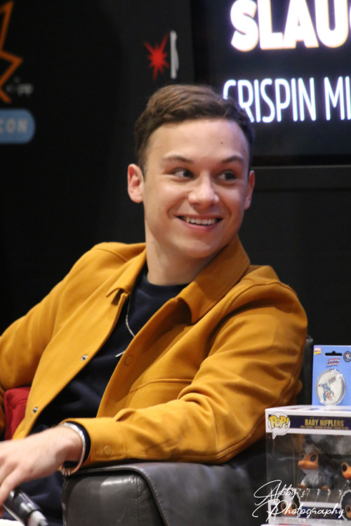 Hermione Corfield, Finn Cole and Crispian Mills attends the ’Slaughterhouse Rulez’ panel