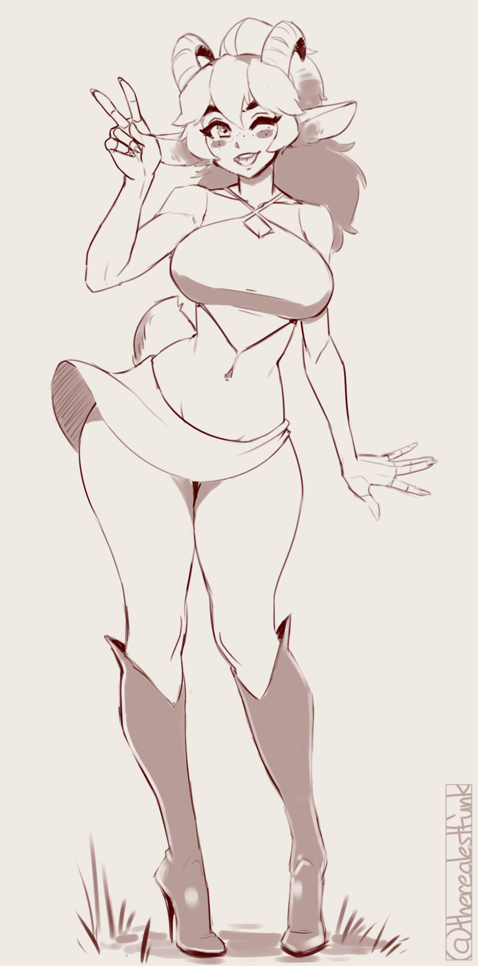 therealfunk: Sketch comm for @demschai of their cute goat girl Siri.   Twitter /