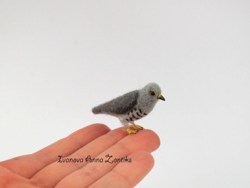 sosuperawesome:Needle Felted Miniature Cats / BirdsZontiks on EtsySee our #Etsy or #Miniatures tag