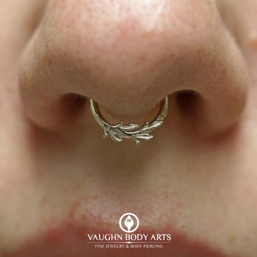  Here is a lovely septum piercing Cody got to do for Fallon. She picked out this gorgeous solid whit